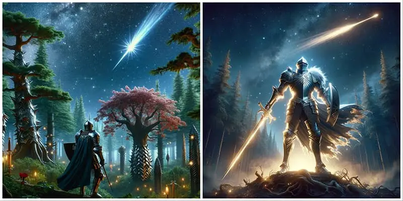 Confused knight, iconic knight: two prompt, very two different images